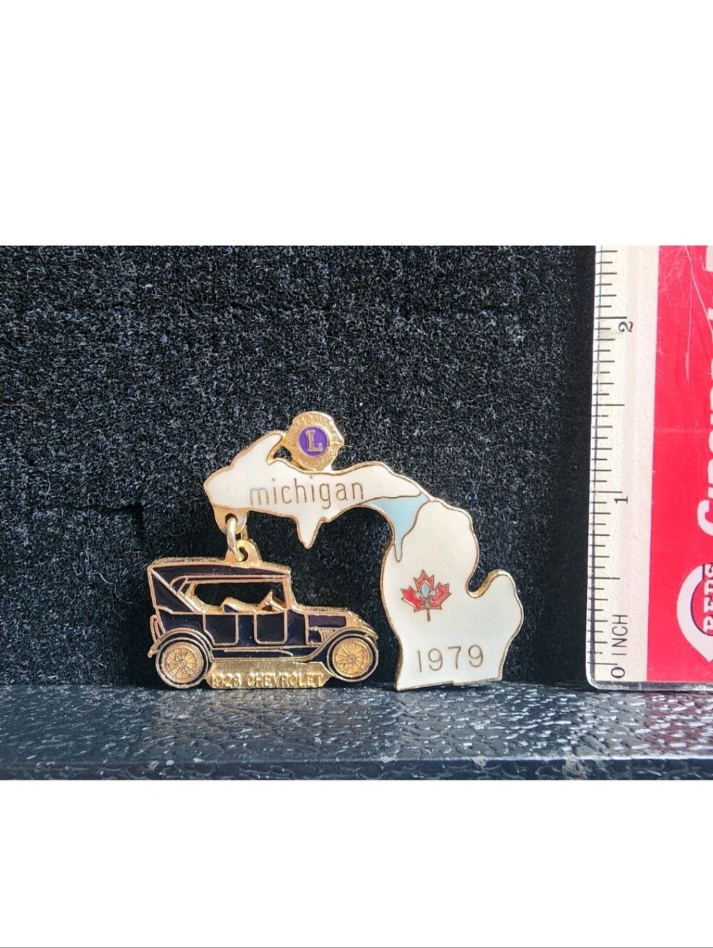 Vintage Lions International Club Pinback Lapel Pin Michigan 1926 Chevrolet Car